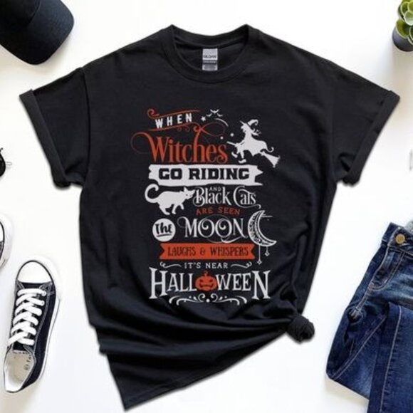 When Witches Go Riding Halloween T-shirt - Picture 1 of 3